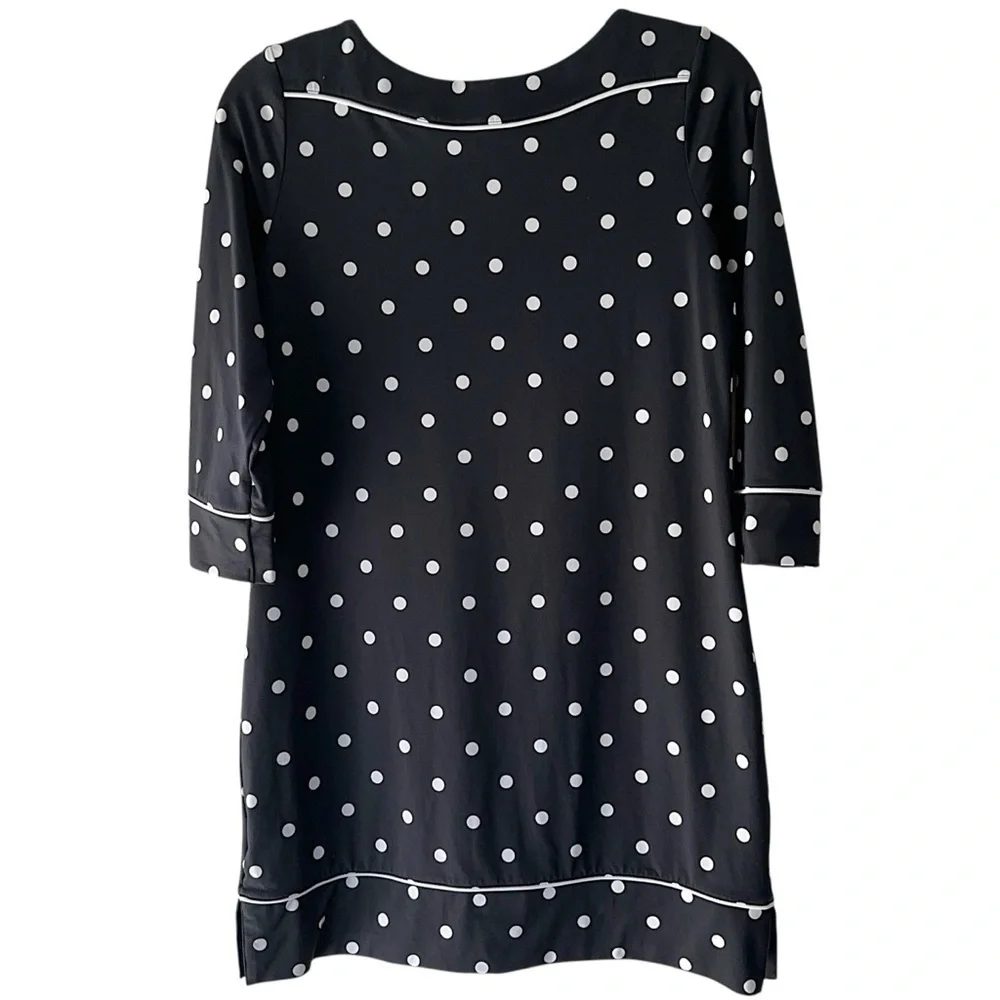 LANDS’ END | NWOT BLACK & WHITE POLK DOT 3/4 SLEEVE  SHEATH DRESS UPF 50 | XS_8